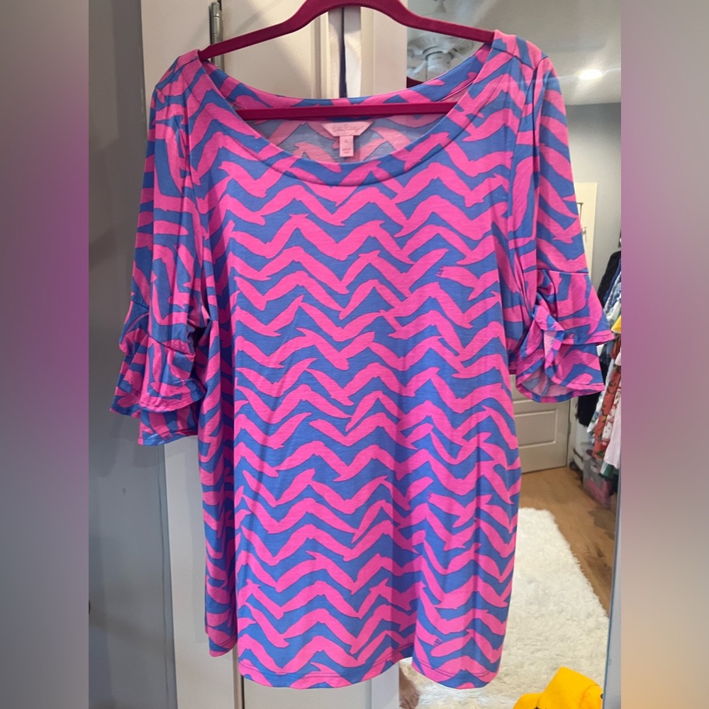 Lilly Pulitzer Lula Ruffle Shirt XL